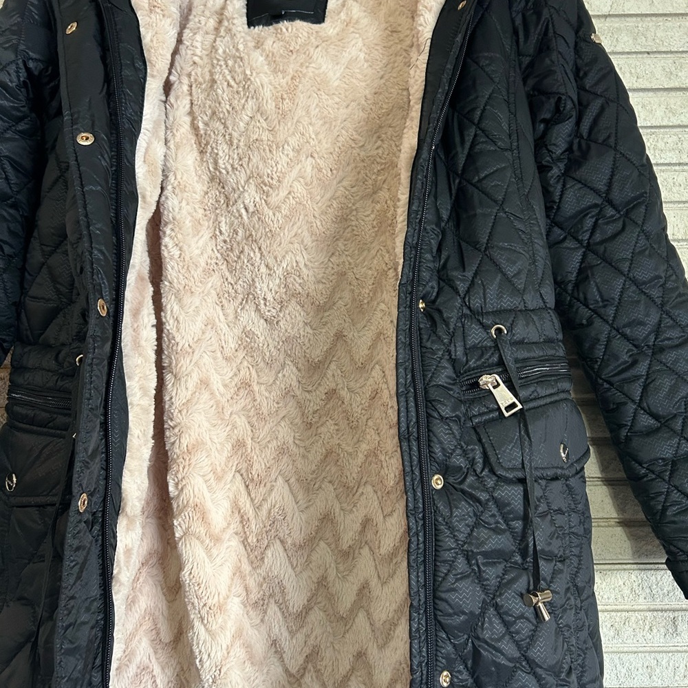 Bebe quilted black anorak puffer jacket with fur hood - Picture 6 of 11
